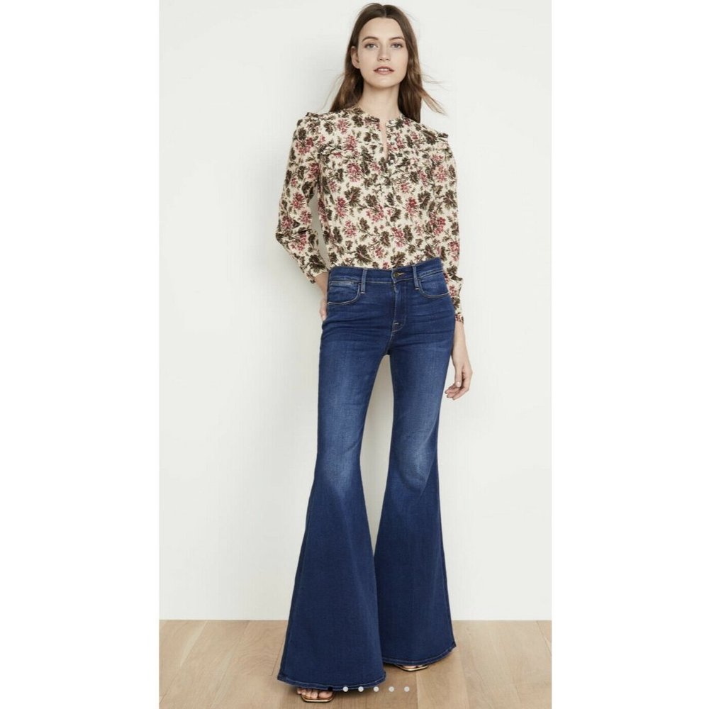 Frame Le High Super Flare Jeans Cantine Blue NWOT - Picture 1 of 11